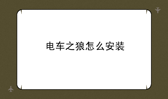 电车之狼怎么安装