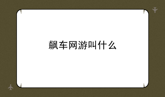 飙车网游叫什么