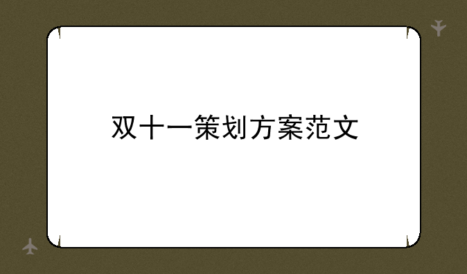 双十一策划方案范文