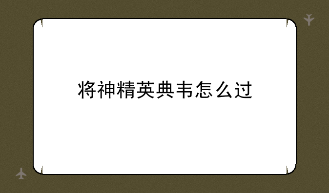 将神精英典韦怎么过