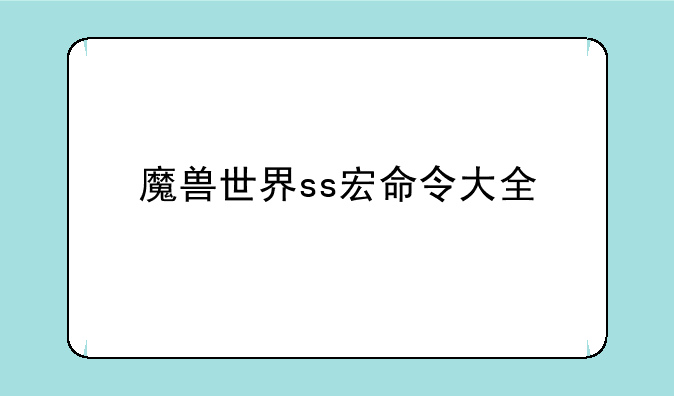 魔兽世界ss宏命令大全