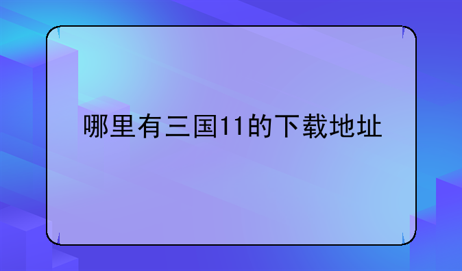 哪里有三国11的下载地址