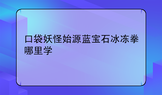 口袋妖怪始源蓝宝石冰冻拳哪里学