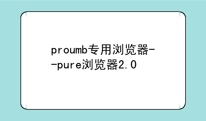 proumb专用浏览器--pure浏览器2.0
