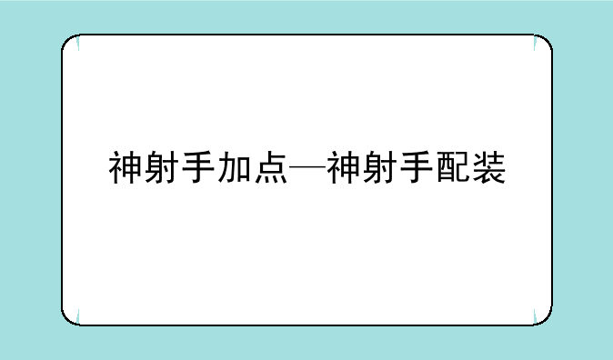 神射手加点—神射手配装