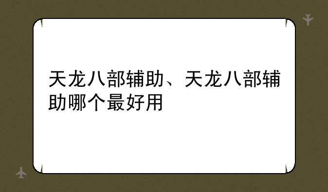 天龙八部辅助、天龙八部辅助哪个最好用