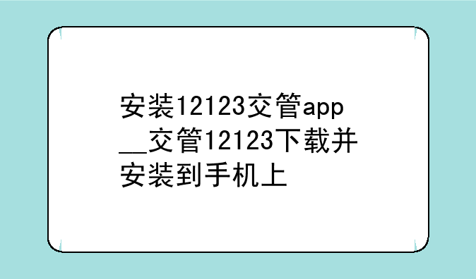 安装12123交管app__交管12123下载并安装到手机上