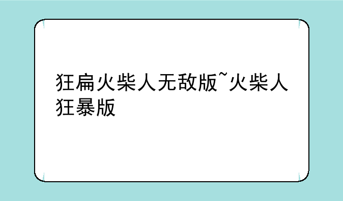 狂扁火柴人无敌版~火柴人狂暴版