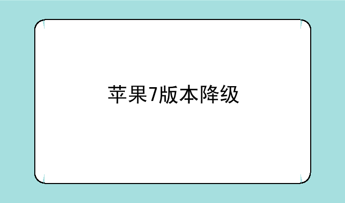 苹果7版本降级